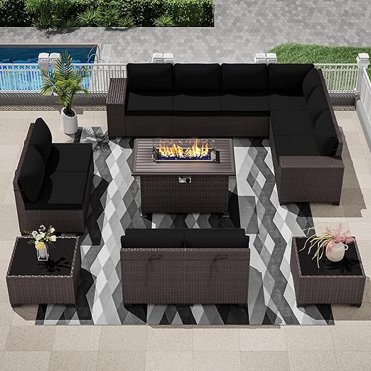 Outdoor Patio Furniture Set with Propane Fire Pit Table