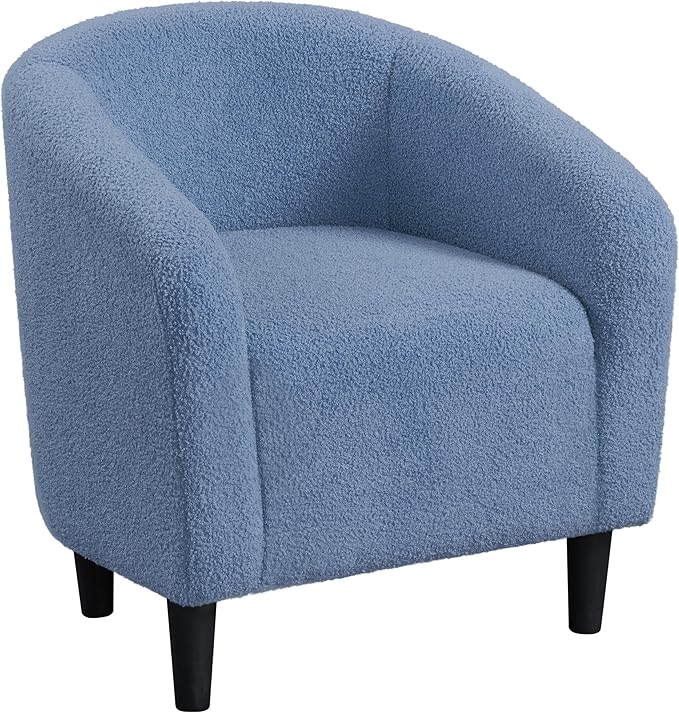 Living Room Chair, Velvet Accent Upholstered Barrel Sitting Chair with Armrest and Low
