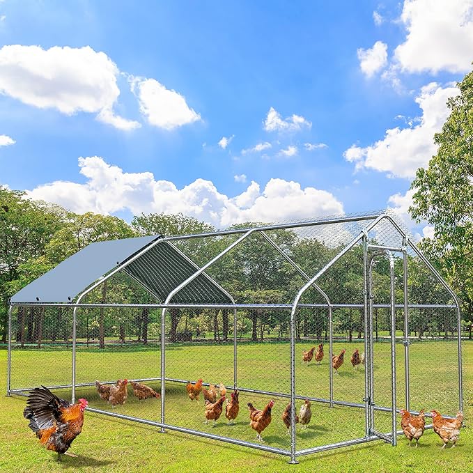 SkyDome XL Walk-In Chicken Coop with UV Cover – Heavy-Duty Steel Frame