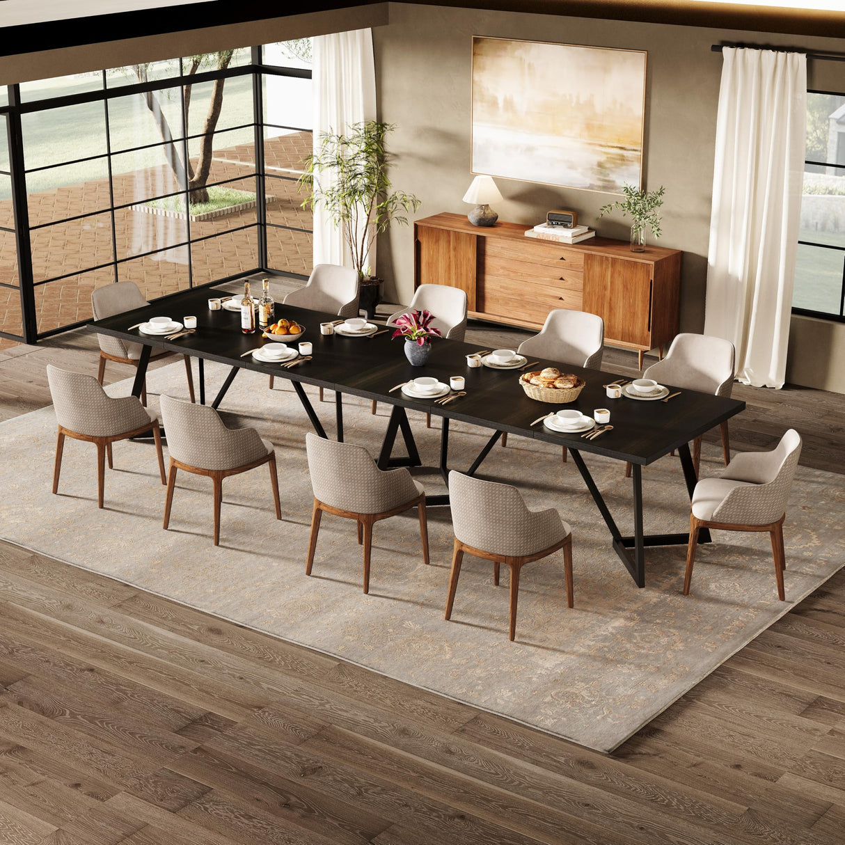 70.86-Inch Large Dining Table for 6-8 with Metal Frame