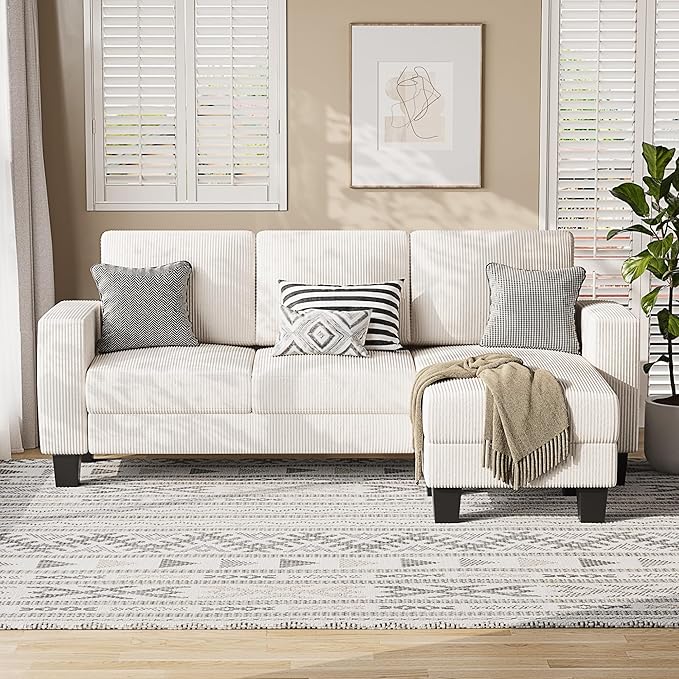 Sectional Sofa Couch, 3 seat L-Shaped Small Sofa