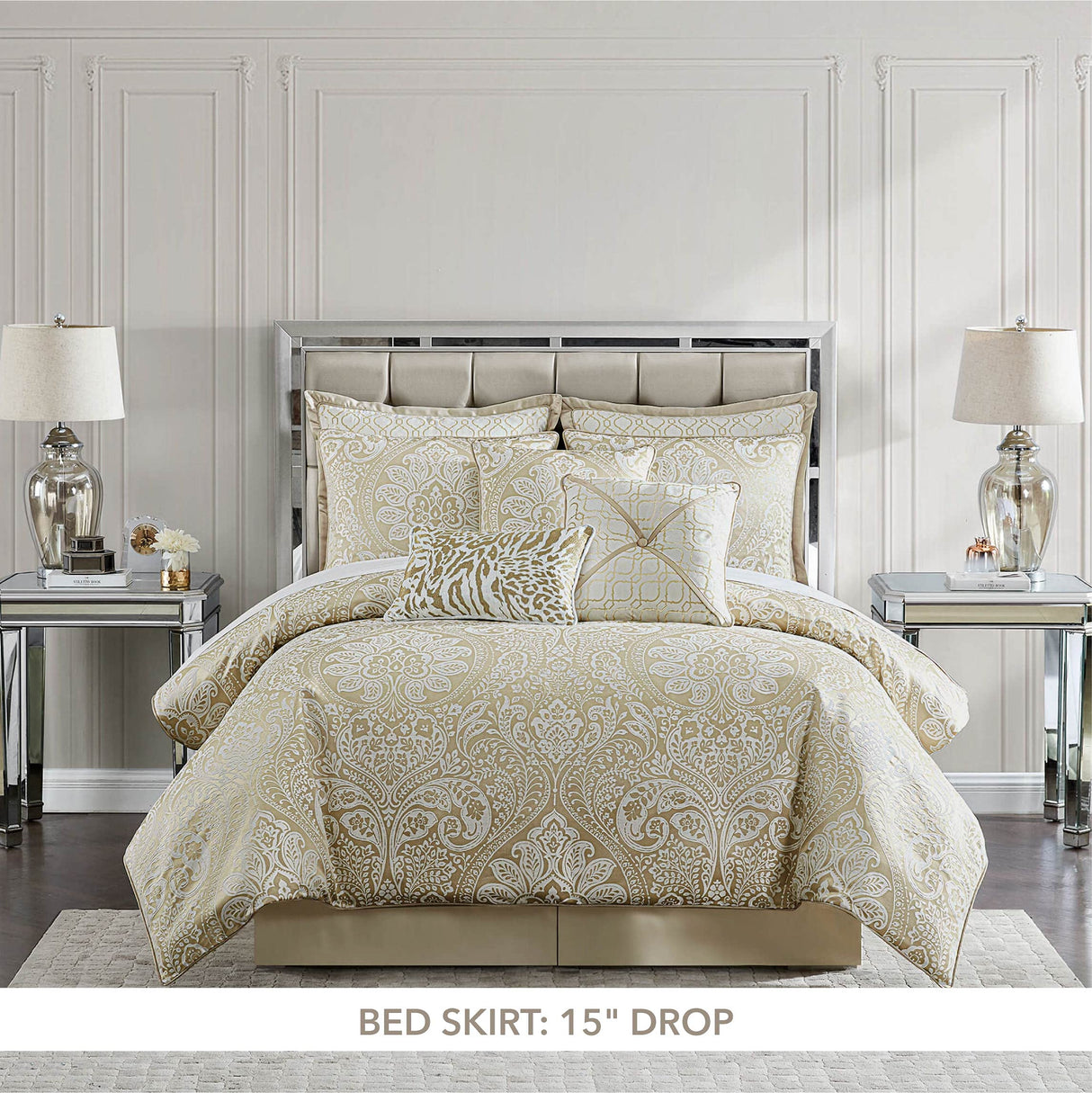 Comforter 4-Piece Set 92"x96", Champagne