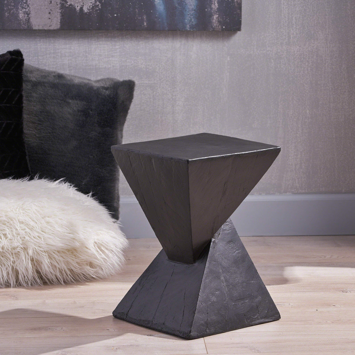 Jerod Light-Weight Concrete Accent Table, Black