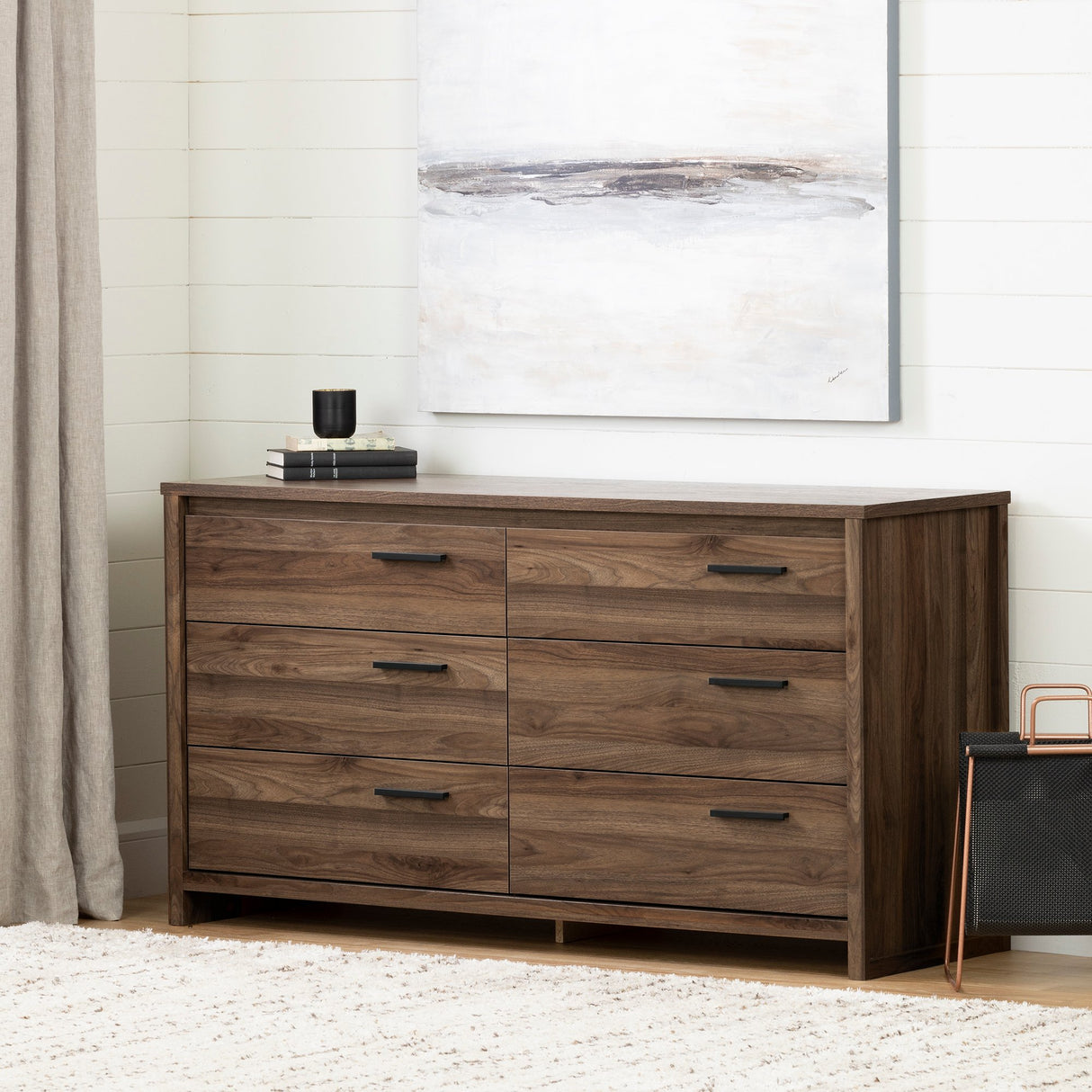 Tao 6-Drawer Double Dresser, Natural Walnut