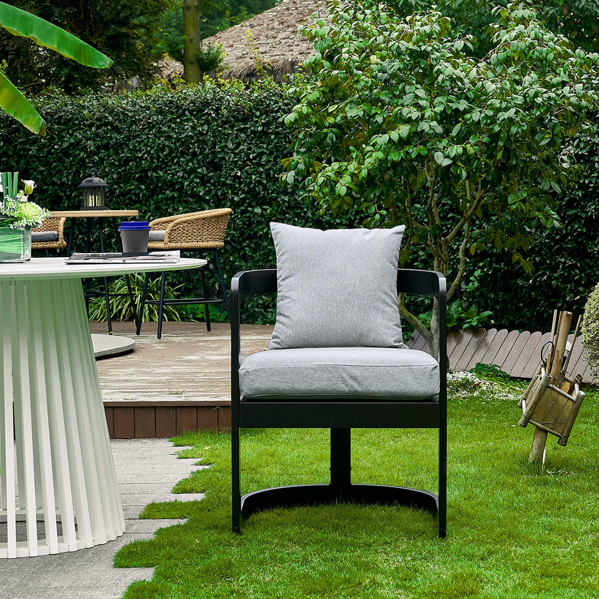 Upholstered Outdoor Dining Chairs, Modern Patio Dining Chairs Set of 6