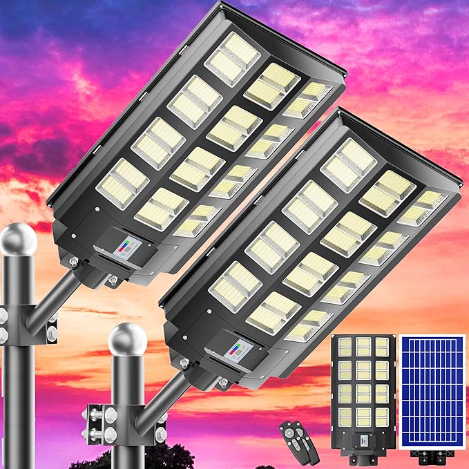 3-Pack Solar Parking Lot Light - 8000W Solar Street Light 360000LM Dusk to Dawn