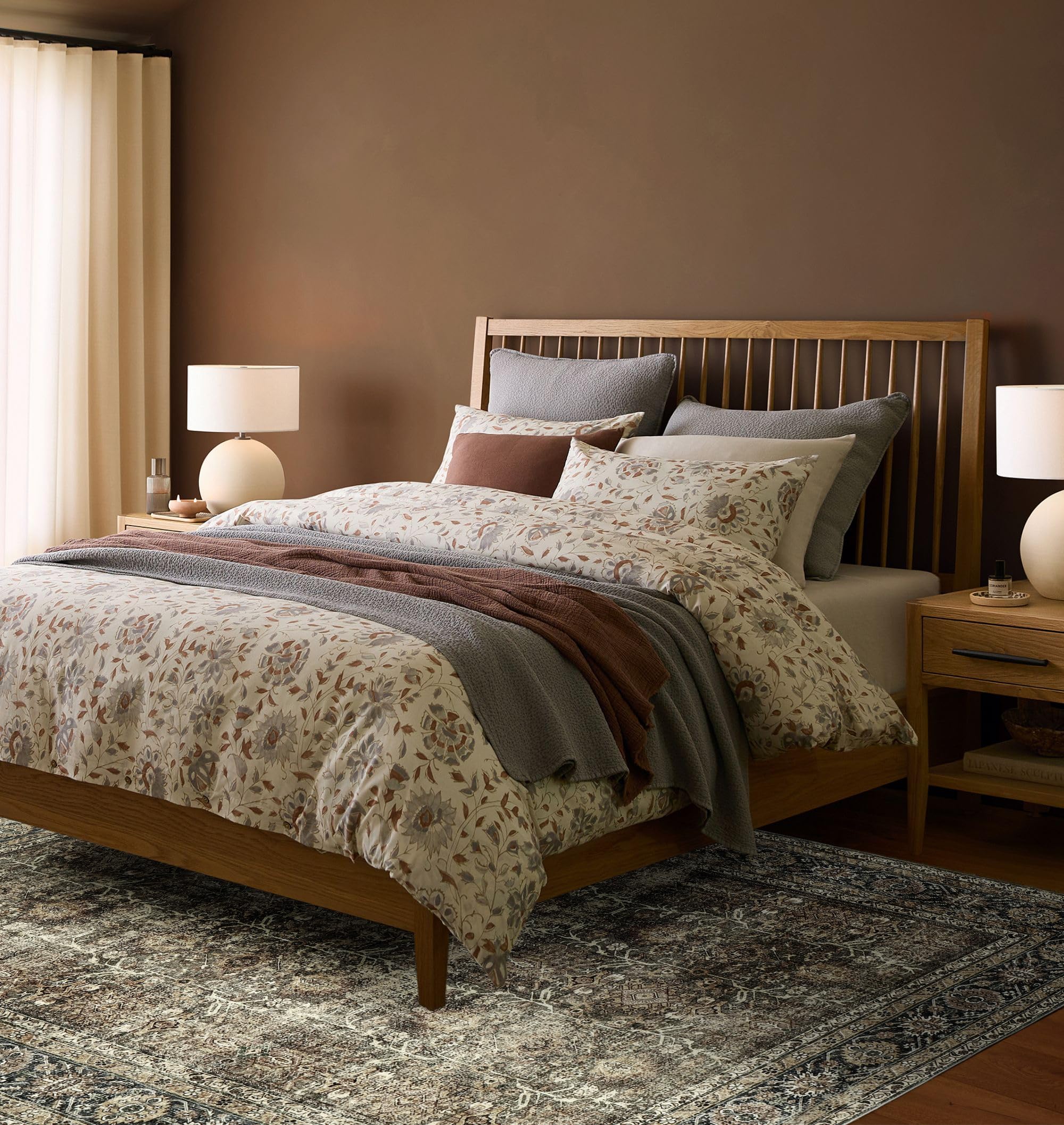 Vintage Area Rug 5x7 Brown Bedroom Rug Indoor Kitchen Washable Living Room Carpet