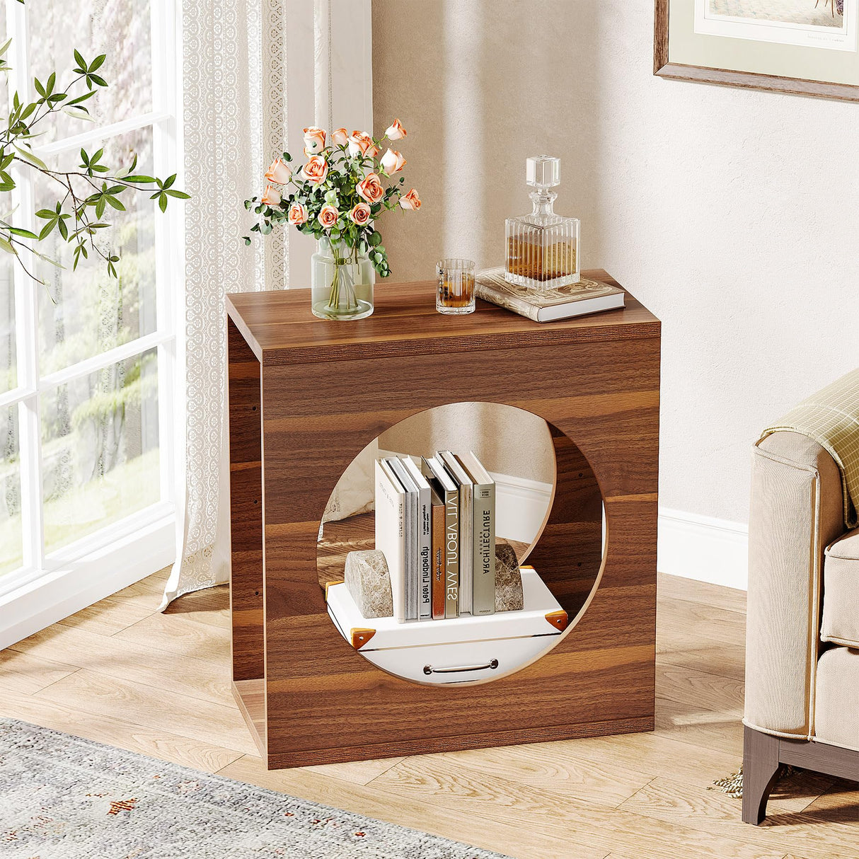 Narrow End Table for Living Room, Modern 3-Tier Side Table