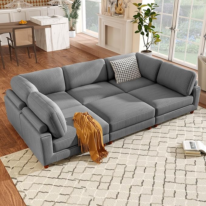 122.8" Modular Sectional Sofa Couch with Moveable Ottoman