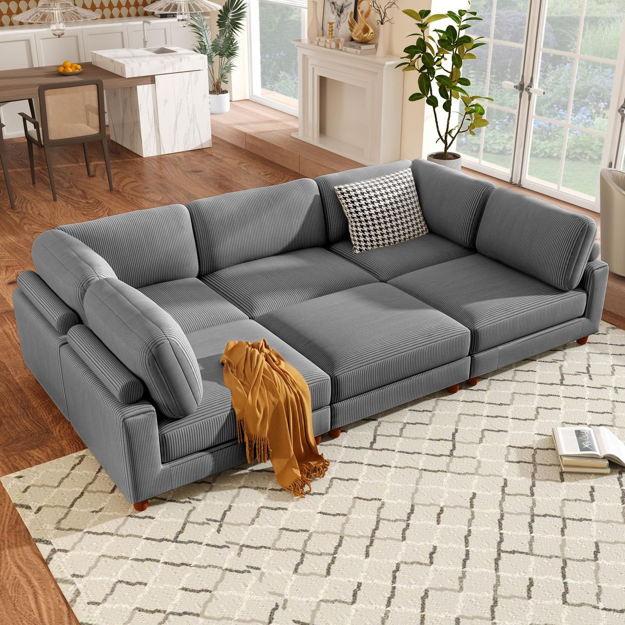 122.8" Modular Sectional Sofa Couch with Moveable Ottoman