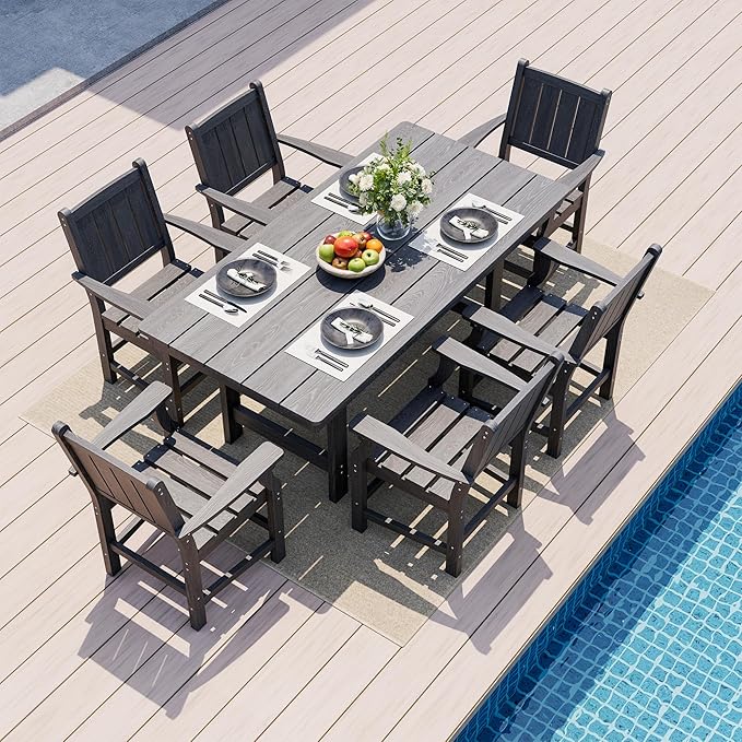 5 PCS Outdoor Dining Set, 450 LBS HDPE Outdoor Table and Chairs