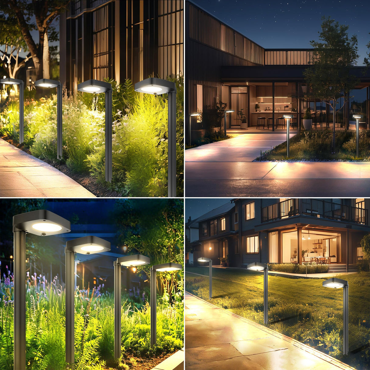 4 Pack Solar Pathway Lights with 2-in-1 Warm White and Cool White Light Modes