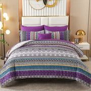 Set King Size 8 Piece Bed in a Bag Bohemian Striped Bedding Quilt Set