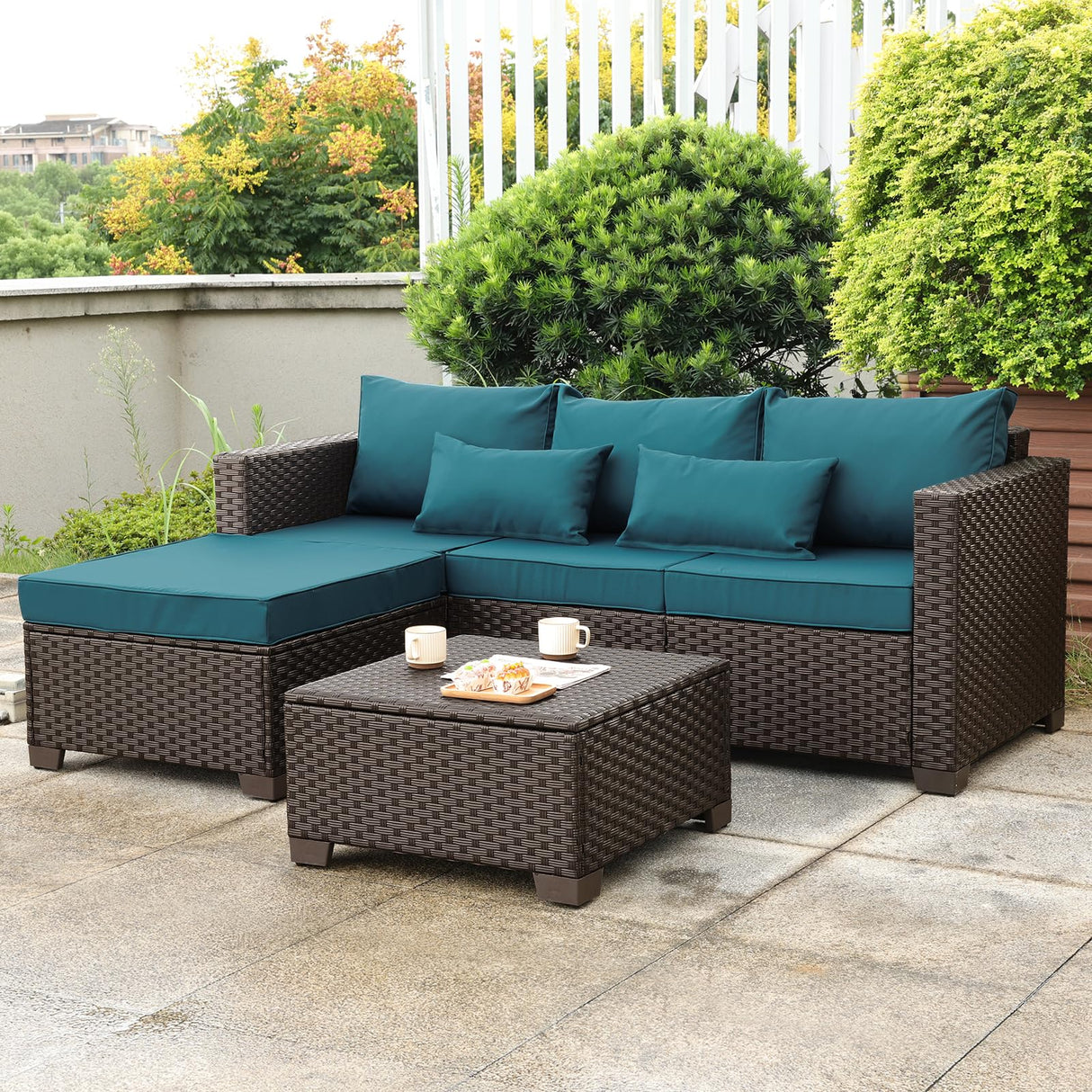 3 Pieces Patio Furniture Set Outdoor Sectional Wicker Patio Furniture Patio Couch