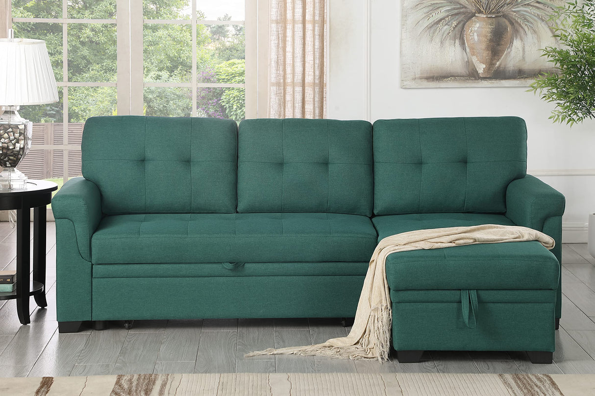 Lucca Green Sectional Sleeper Sofa - Versatile Sleeper Couch & Sofa