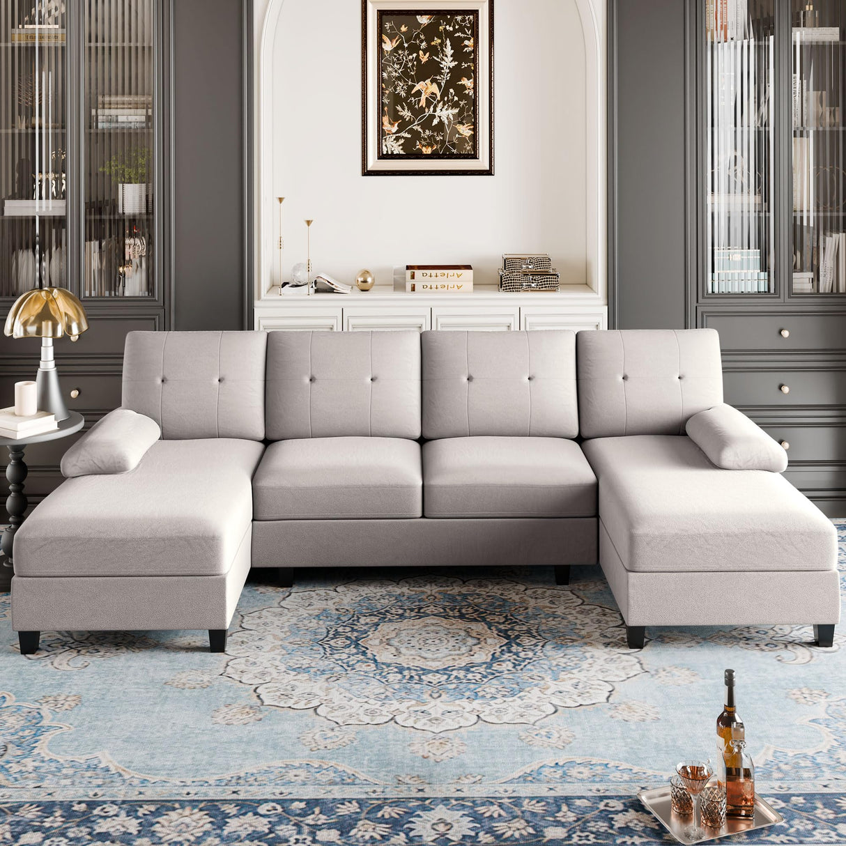 Sectional Sofa Couch, U-Shaped Sofa Couch with Double Chaise