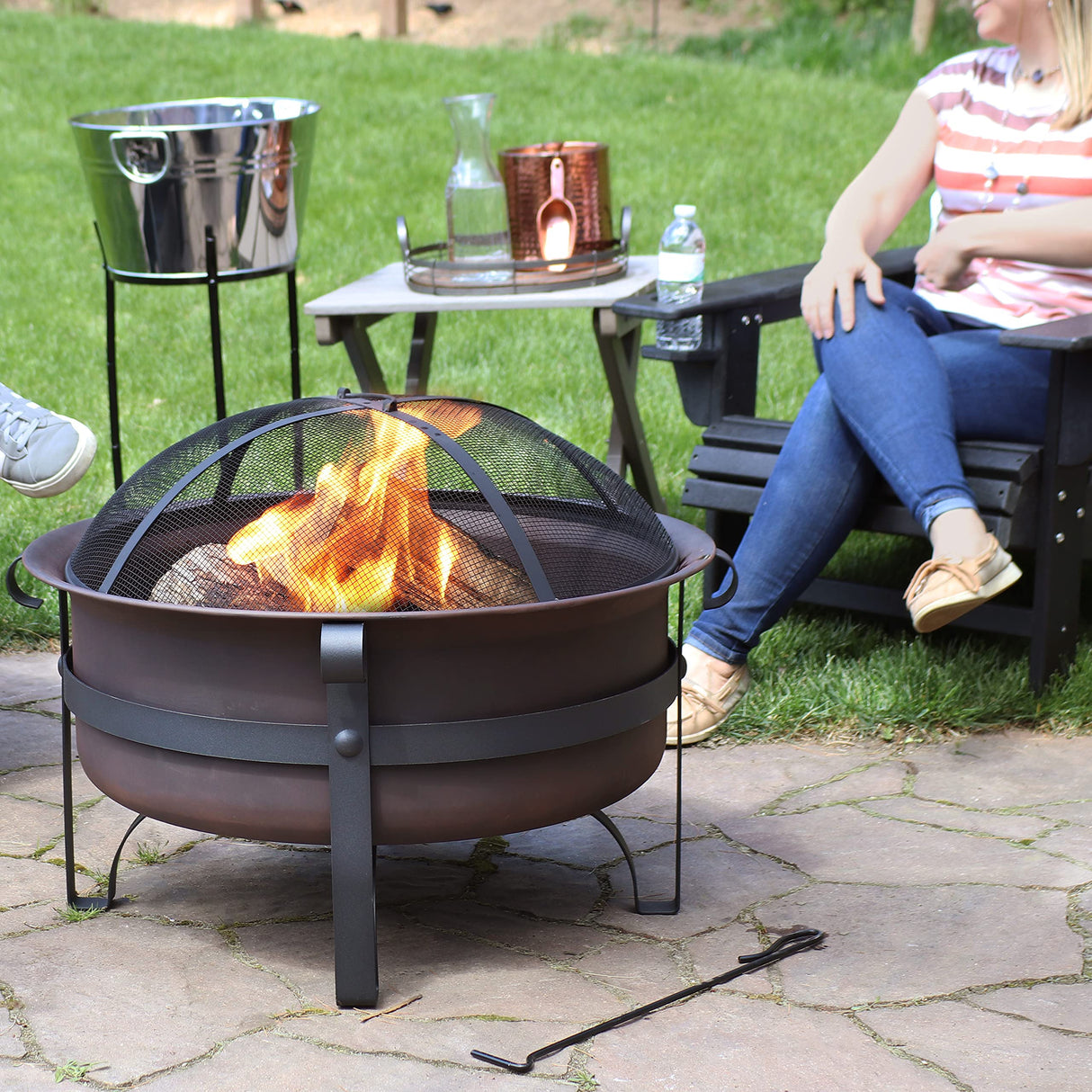 29 - Inch Wood - Burning Outdoor Fire Pit - Bronze Cauldron Wood Fire Pit - Bircata