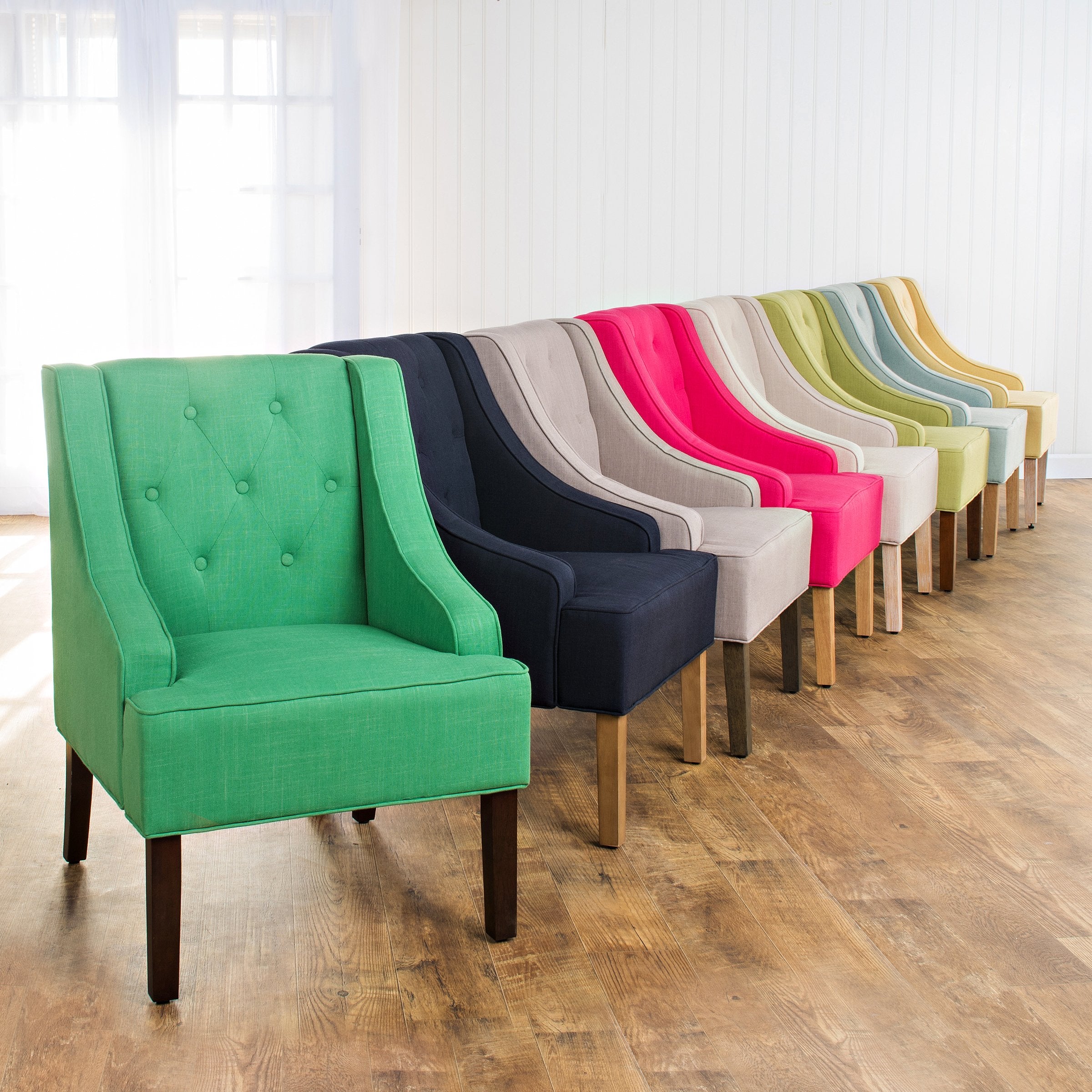 Home Decor | Upholstered Tufted Swoop Arm Accent Chair