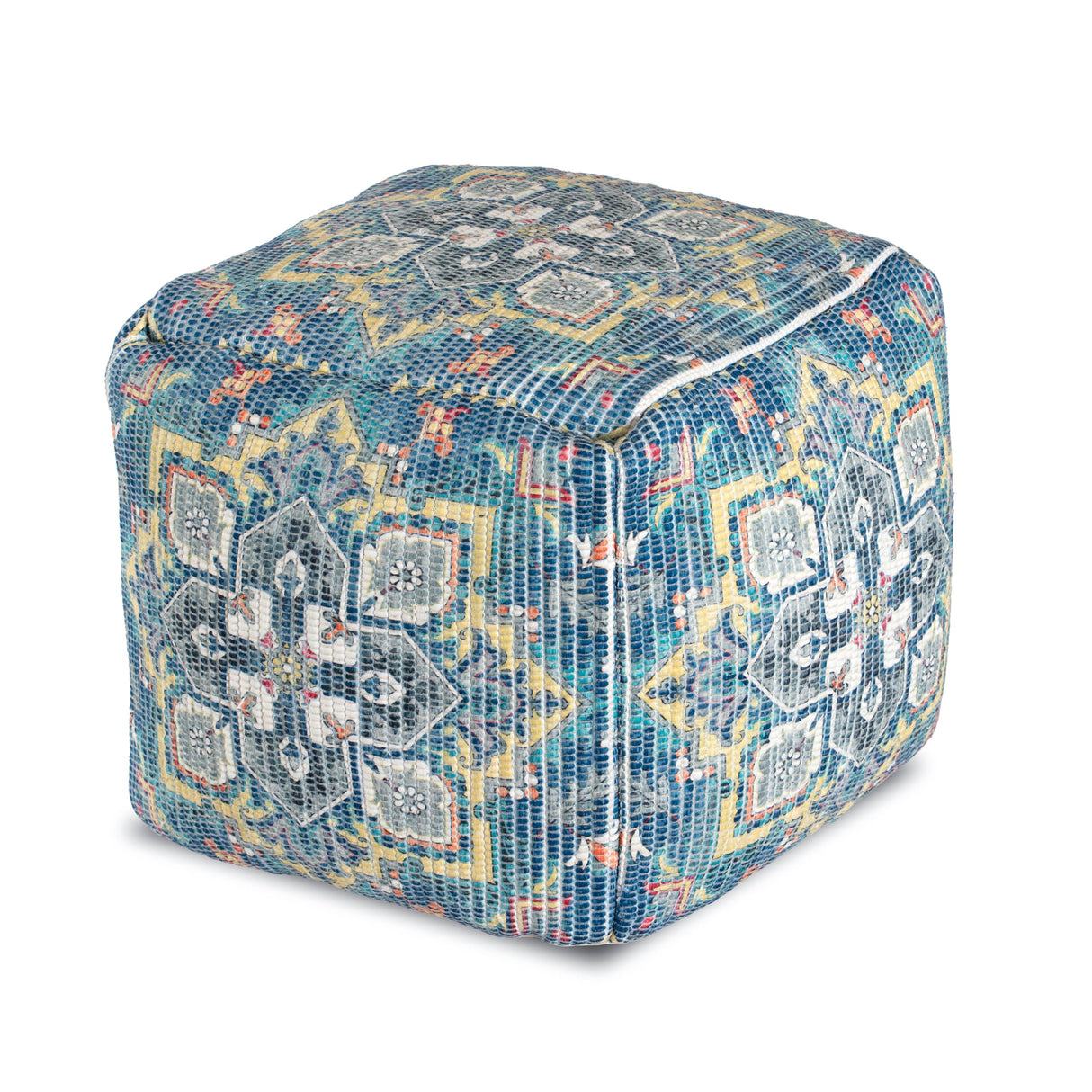 Anji Mountain Square Pouf , 20" x 20" x 20", Blue and Gray