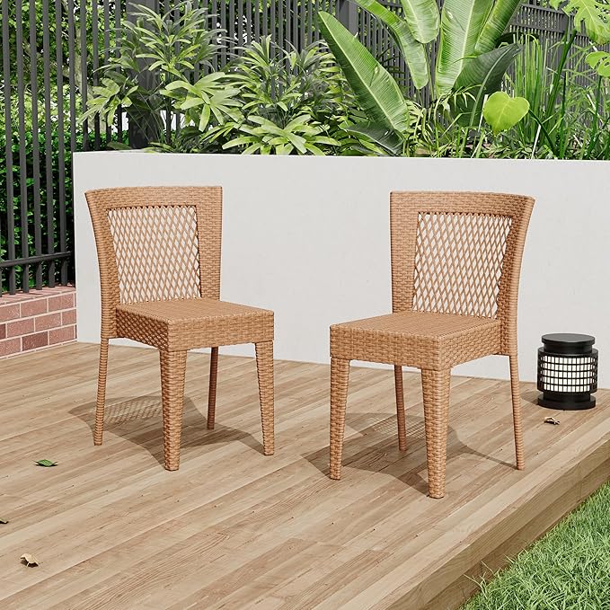 Bonnie Outdoor Wicker Dining Chairs (Set of 2), Grey
