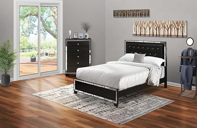 3-PC Nella Bedroom Set with Button Tufted Queen Bedframe