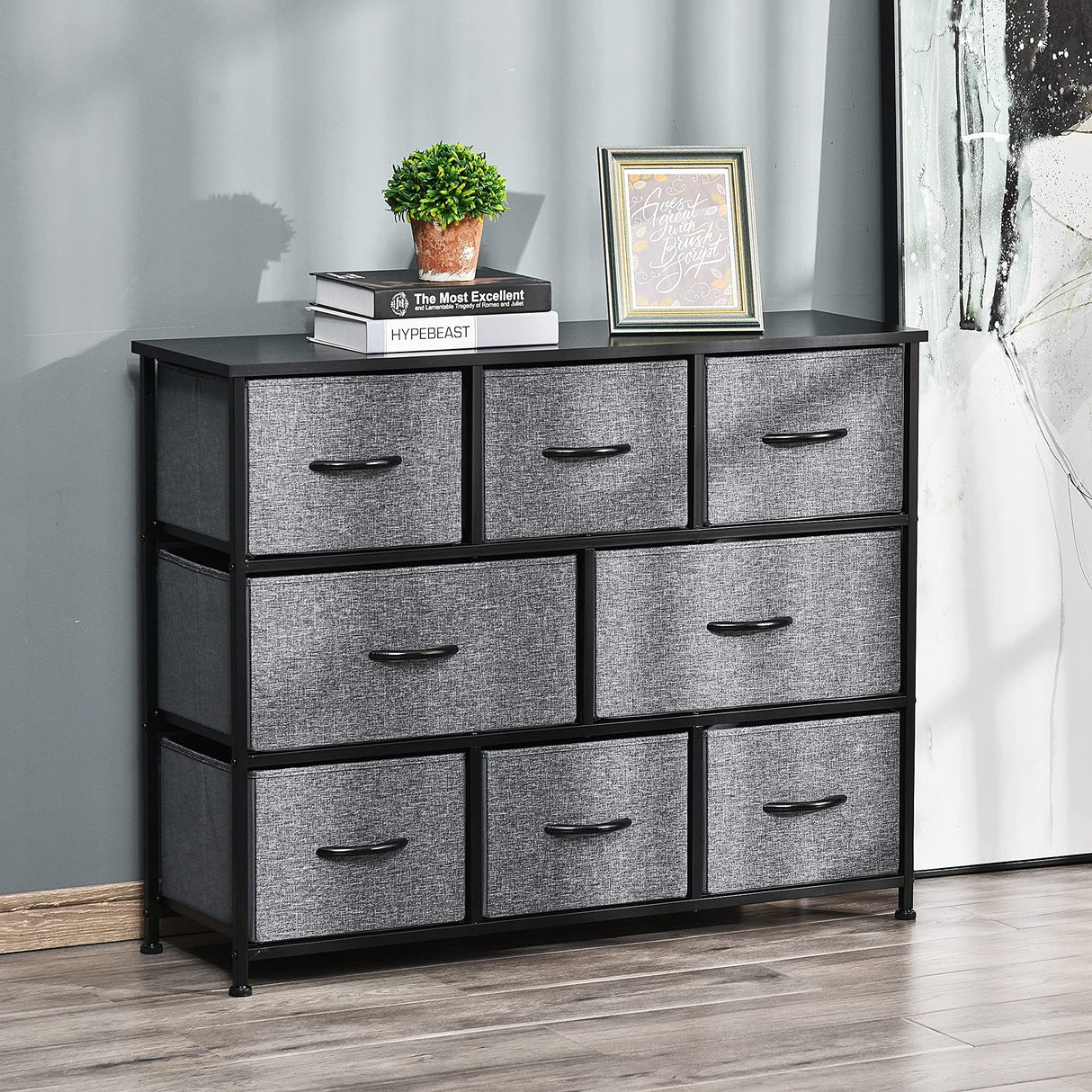 8-Drawer Dresser, 3-Tier Fabric Chest of Drawers, Storage Tower Organizer Unit