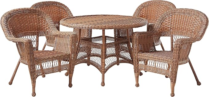 5 Piece Wicker Outdoor Dining Set, Black