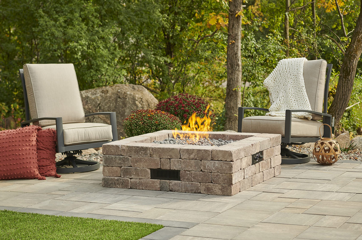 Propane Fire Pit Kit - 51 Inch Square Bronson DIY Bonfire Gas Fire Pits for Outside Patio
