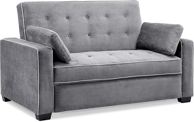 Full Size Convertible Loveseat, 66.5 x 37.6 x 38.6 in, Navy Blue
