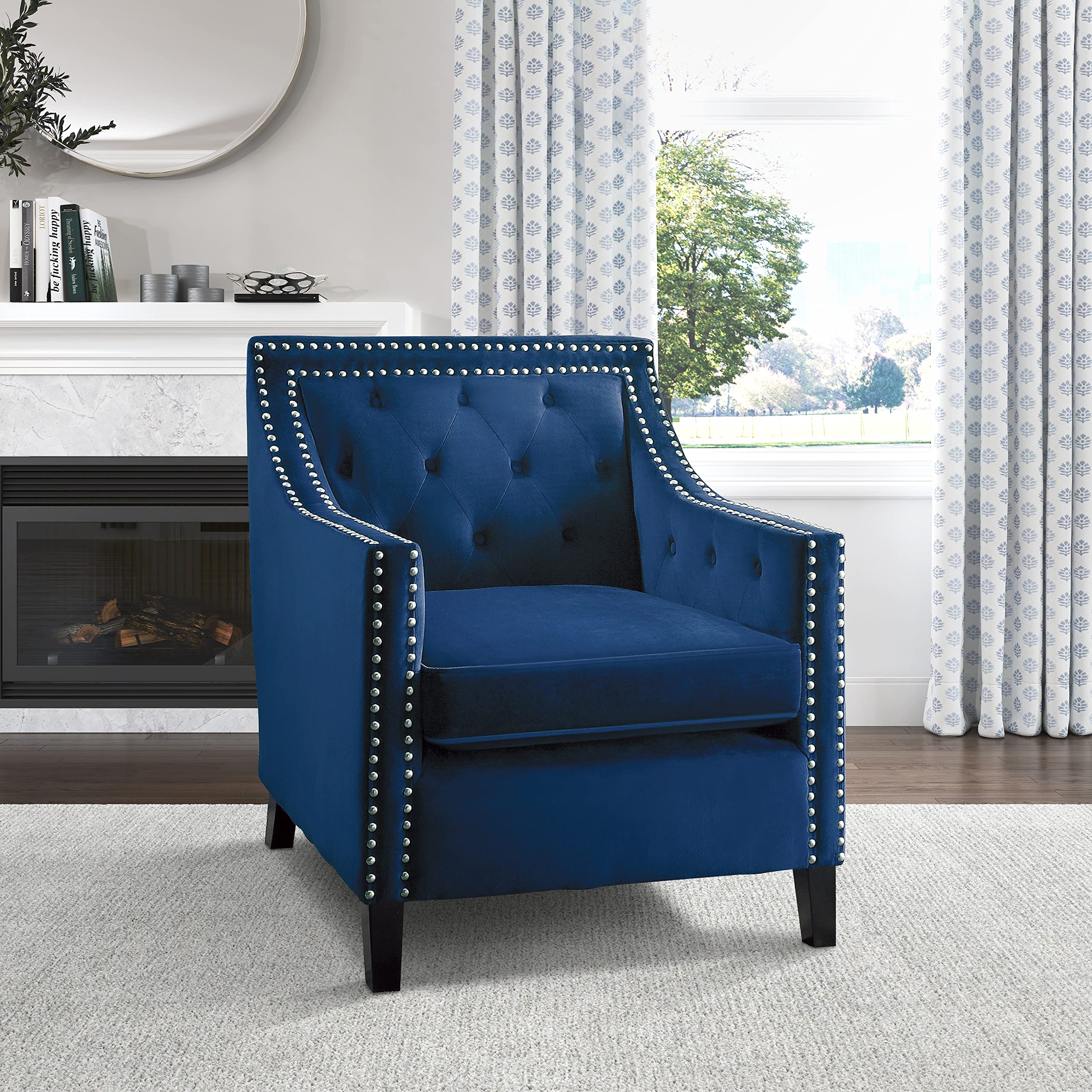 Velvet Accent Chair, Navy