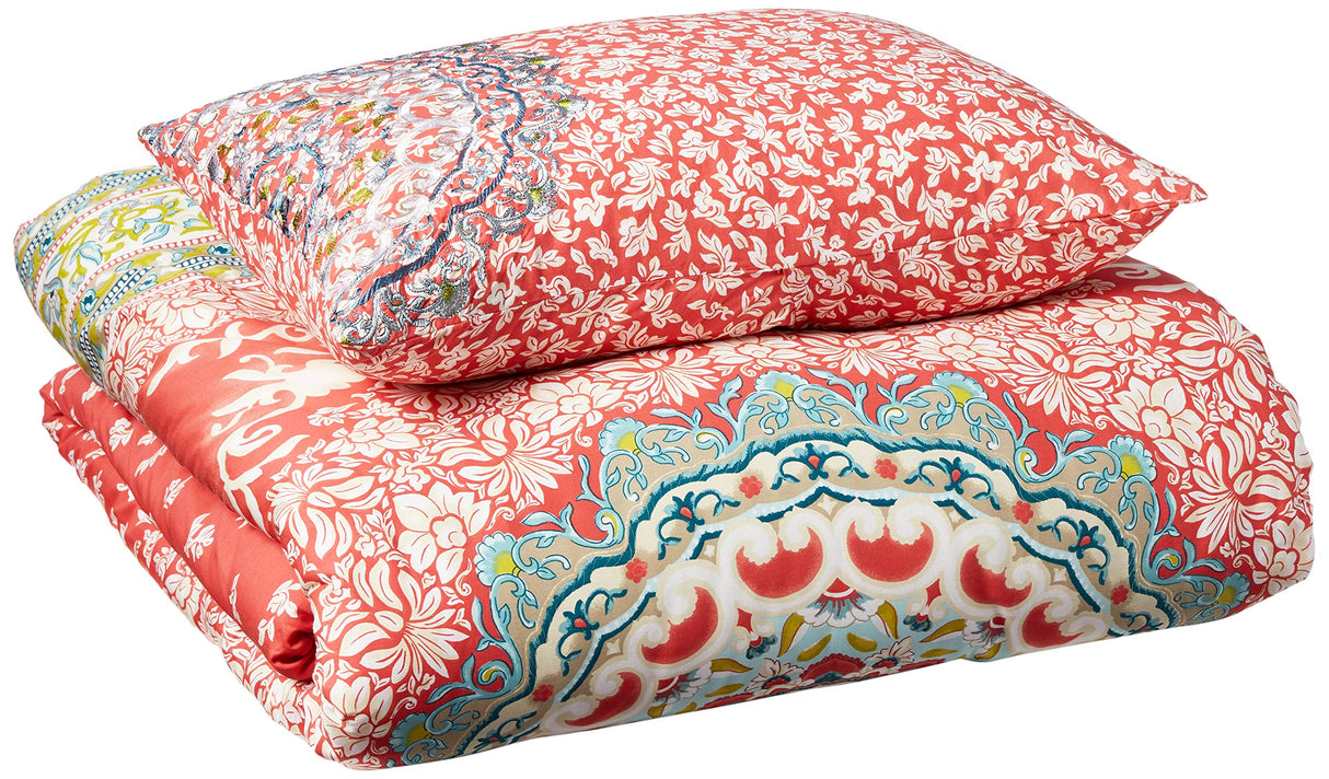 Amrita Medallion Comforter Set, Twin, Coral