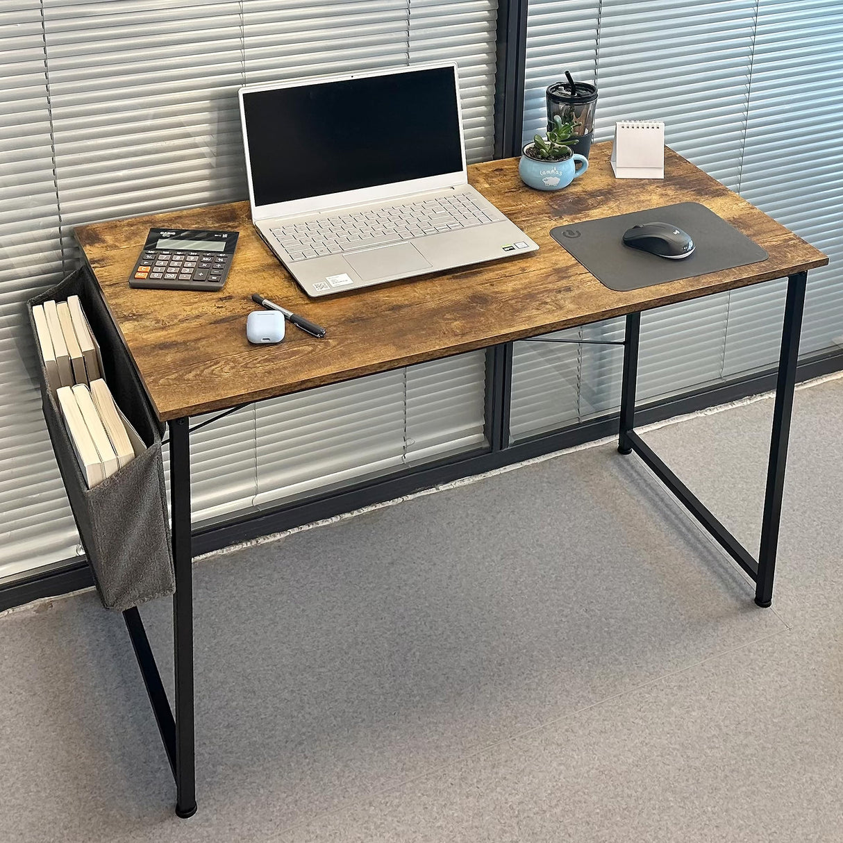 Computer Office Desk Modern Simple Style PC Table with Storage Bag, for Home Work