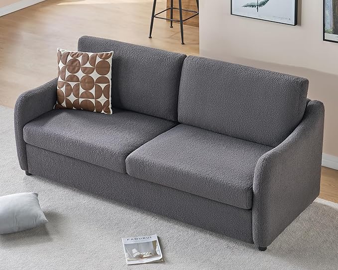 Sofa, 86 Inch Modern Couch with 4 Throw Pillows, 3 Seater Couch for Living Room