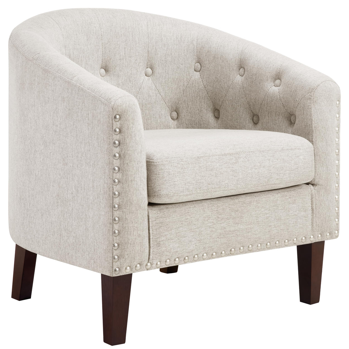 Accent Barrel Chair, Comfy Fabric Club Chair Armchair with Thicken Cushion, Button