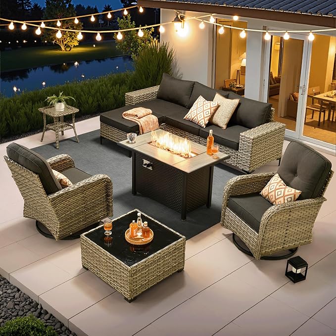 5 Pieces Patio Furniture Set Outdoor Sectional Sofa Couch with Comfy Cushions and Deep Seat