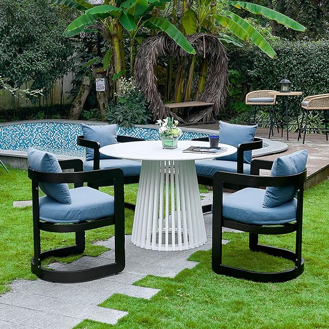 Upholstered Outdoor Dining Chairs, Modern Patio Dining Chairs Set of 6