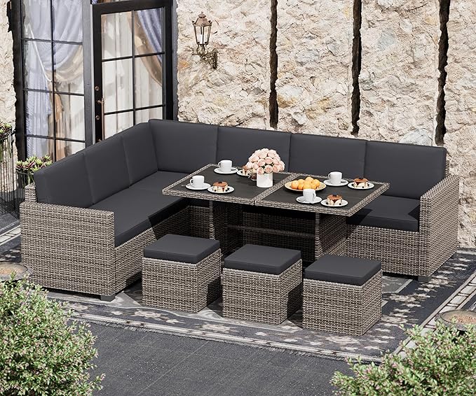 7 Piece Patio Furniture Set, Outdoor Furniture Patio Sectional Sofa