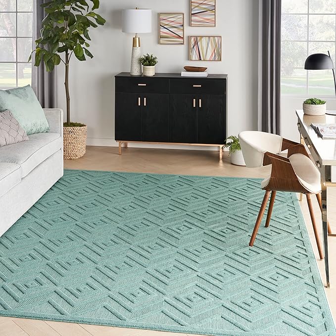 Versatile Indoor/Outdoor Natural Beige 8' x 10' Area Rug, Easy Cleaning