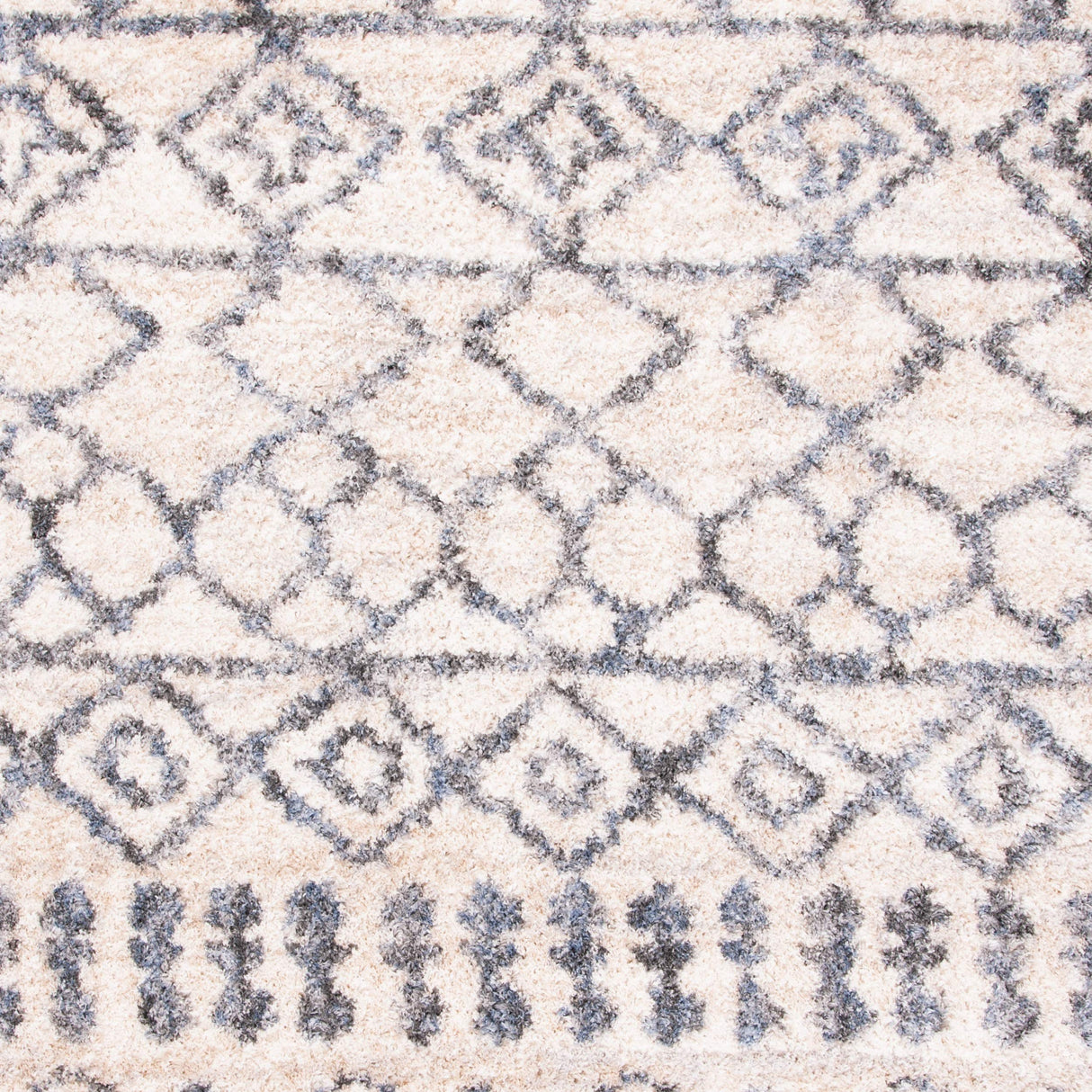 Berber Fringe Shag Collection 6'7" Square Cream/Grey BFG626A Moroccan Non