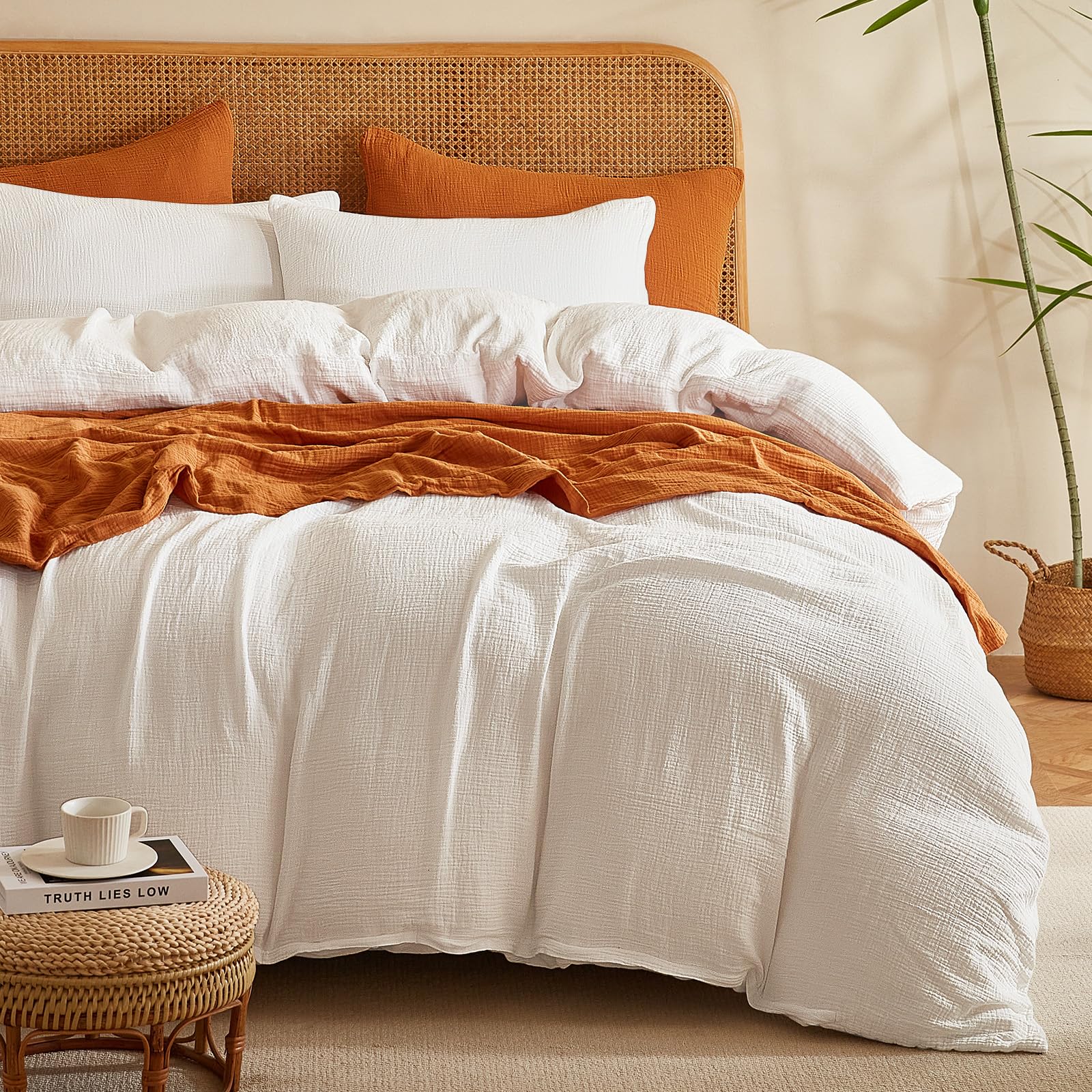 Muslin Duvet Cover Set, 100% Washed Cotton Duvet Cover Queen Size