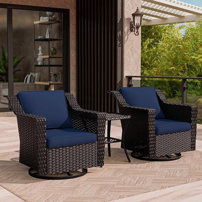 6 Piece Patio Conversation Sets, Outdoor PE Rattan Wicker Furniture Sets