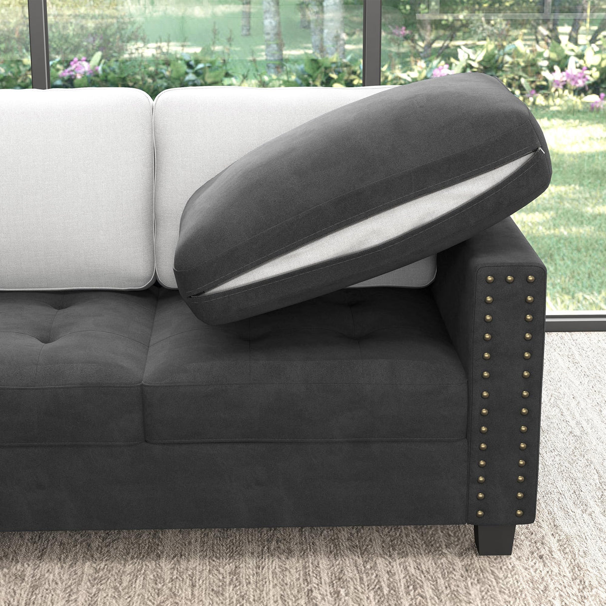 Velvet Modular Sectional Sofa, L Shaped Sofa Couch with Storage