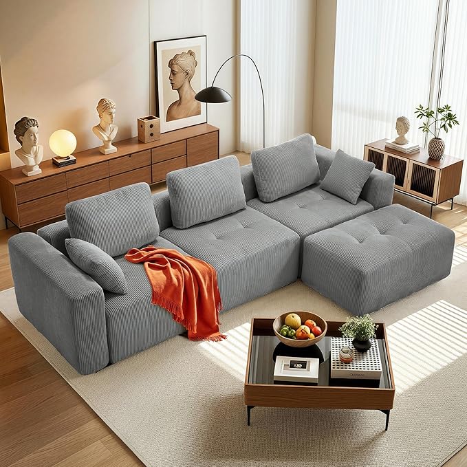 112" Modular Sectional Sofa L-Shaped Couch for Living Room, Comfy Cloud Sofa