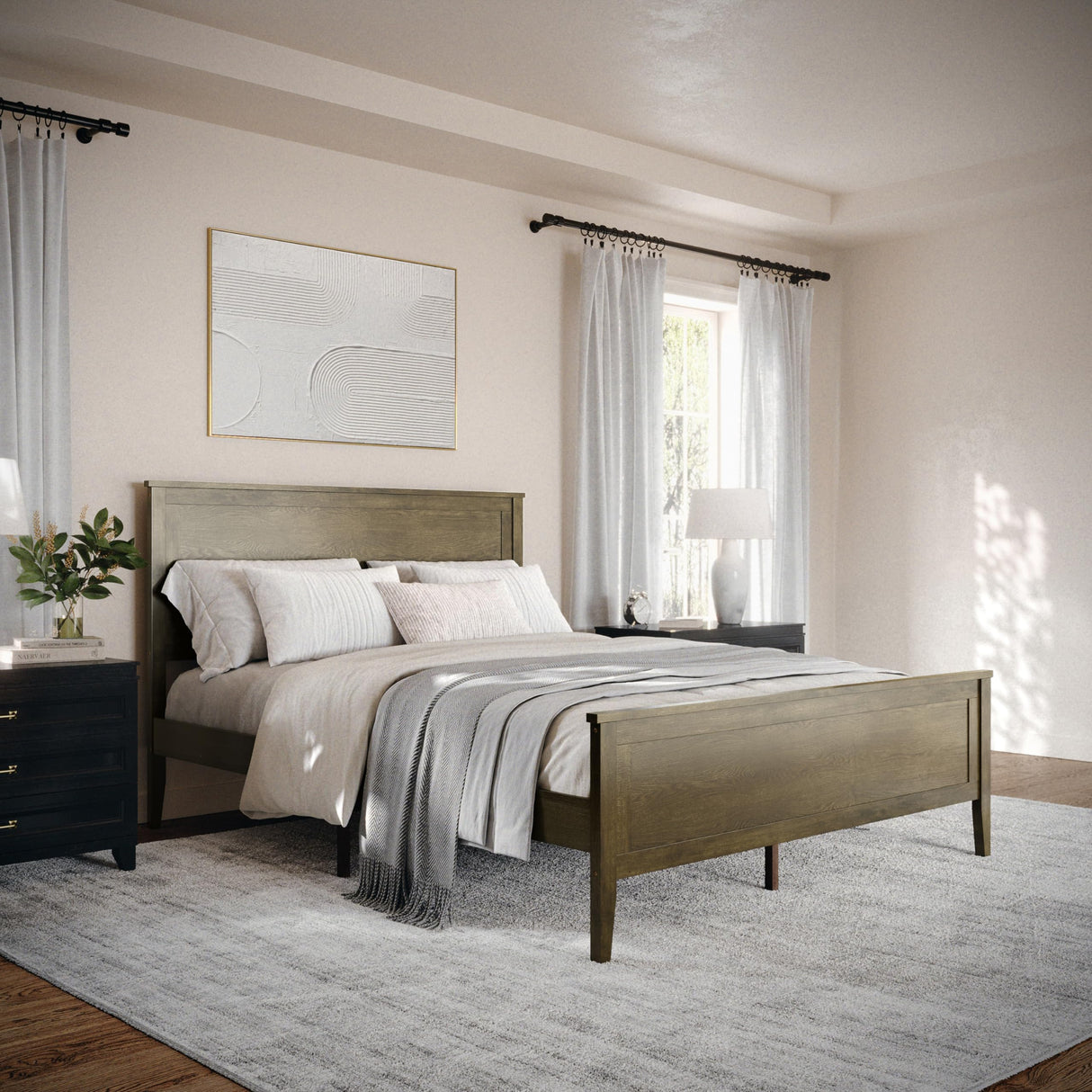 Corbin Solid Wood Platform Bed with Wooden Headboard