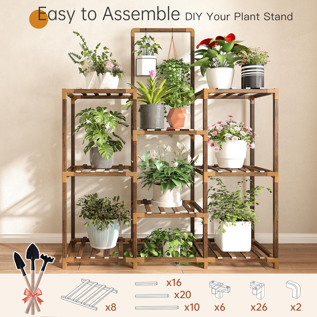 EverBloom 3-Row Large Wooden Plant Stand