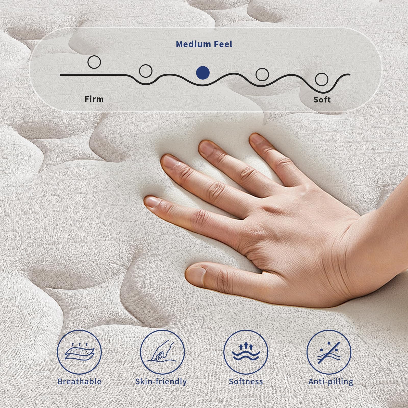 King Size Mattress, 12 Inch King Mattress in a Box, Memory Foam Hybrid Matress with Individual Pocket Spring