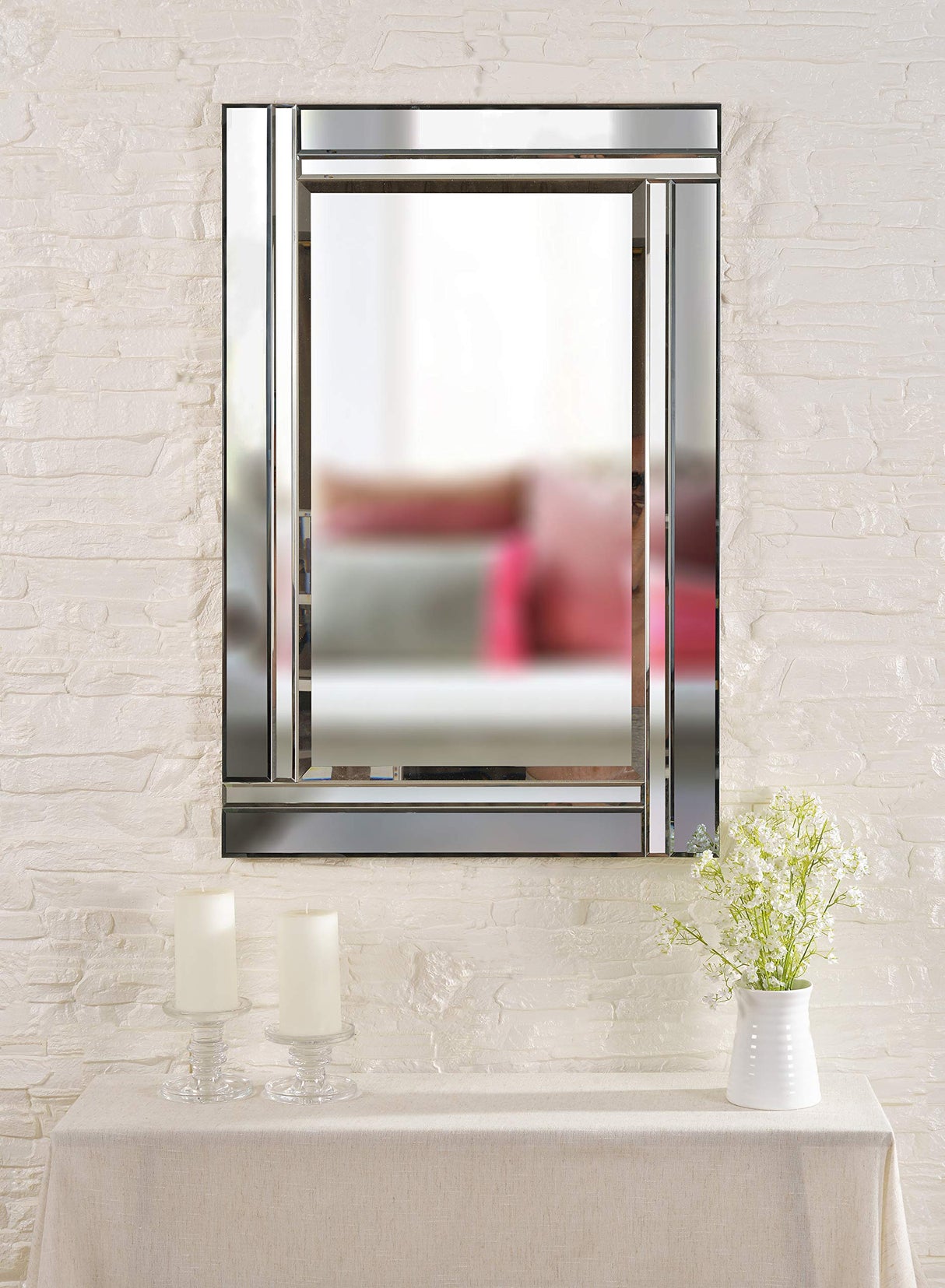 Mirror with Beveled Smoke and Plain Mirror Frame