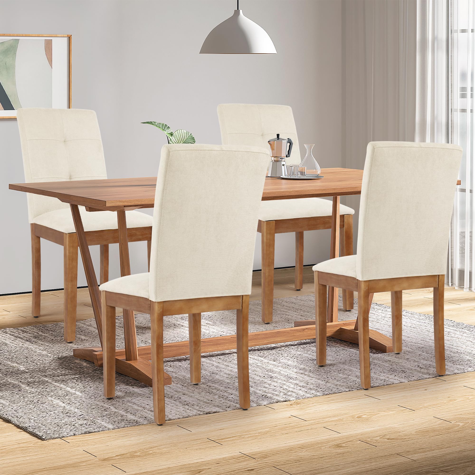Dining Chairs Set of 4, Modern Upholstered Fabric Dining Room Chairs, Armless Kitchen Chairs