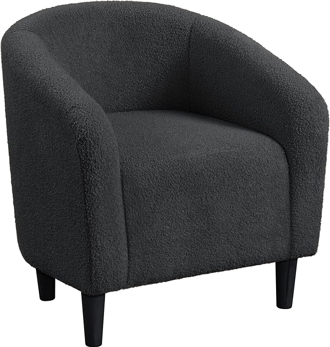 Living Room Chair, Velvet Accent Upholstered Barrel Sitting Chair with Armrest and Low