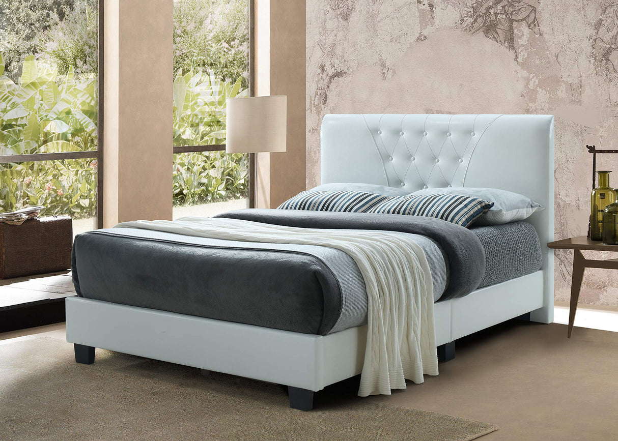 Upholstered Bed Platform, Twin, White